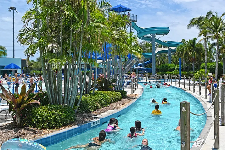 People in the lazy river at Sailfish Splash Waterpark