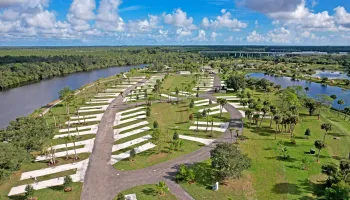 An aerial above Phipps Park Campground in Martin County, Florida