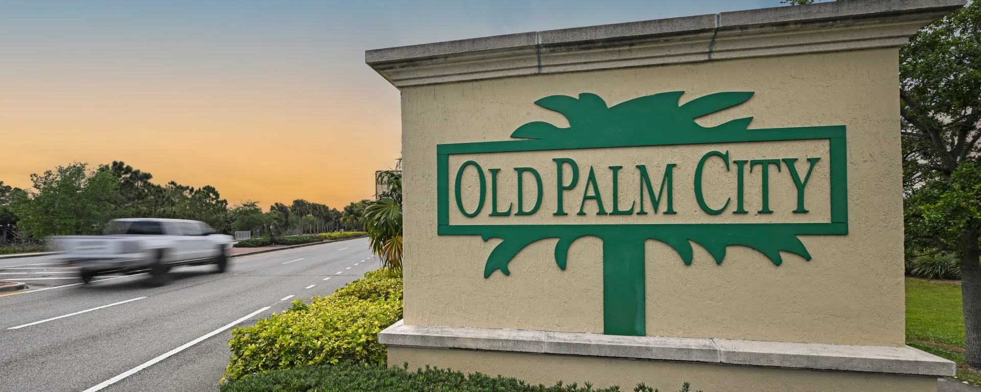 Image of the Old Palm City CRA welcome sign.