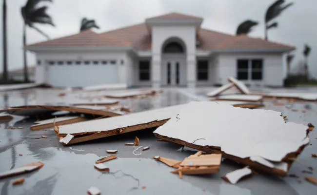 Florida storm damages a home