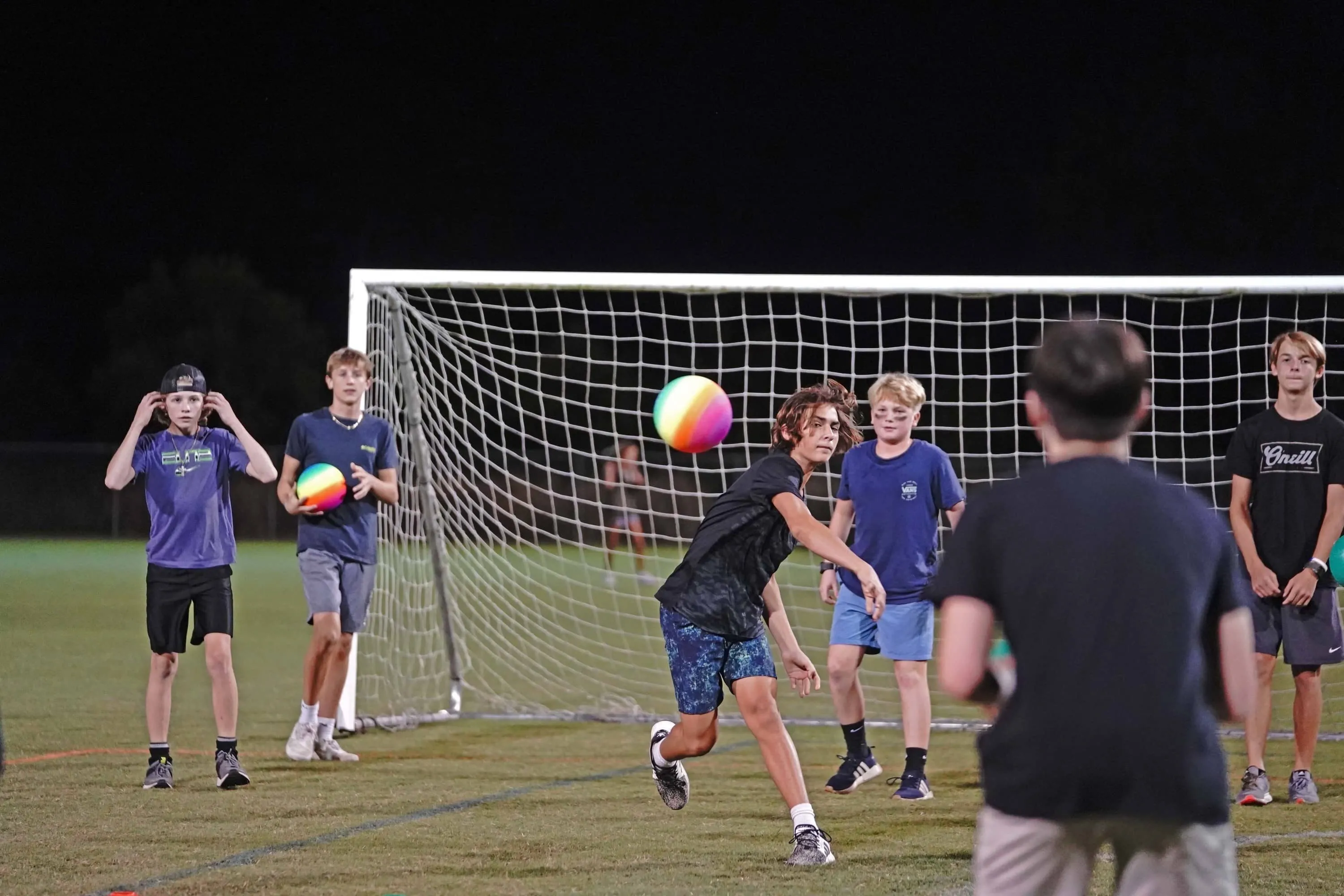 Martin County teens playing in a dodgeball tournament