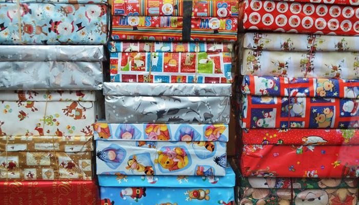 Gift boxes wrapped in wrapping paper